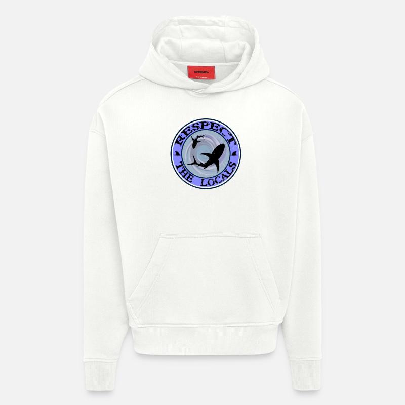 Respectez le requin local - Sweat à capuche bio épais oversize fabriqué en UE - OFF WHITE