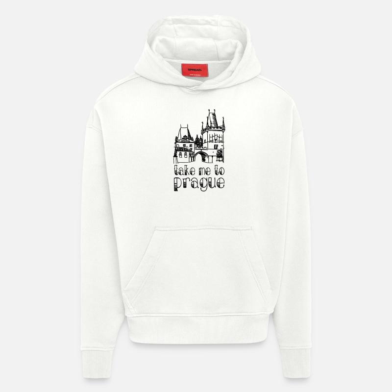 Emmène-moi à Prague - Sweat à capuche bio épais oversize fabriqué en UE - OFF WHITE