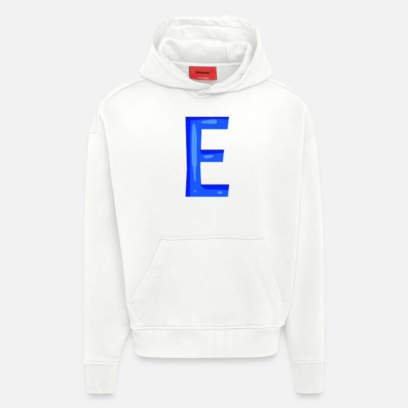 Letter E initial letter blue - Hoodie- made by SPREAD  - OFF WHITE