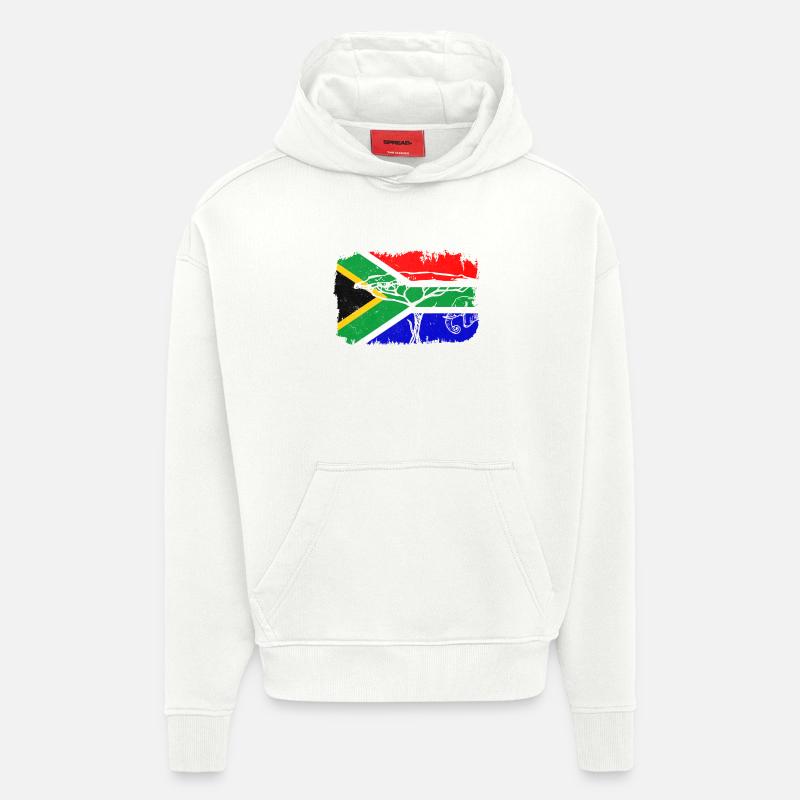 Afrique du Sud drapeau - Sweat à capuche bio épais oversize fabriqué en UE - OFF WHITE