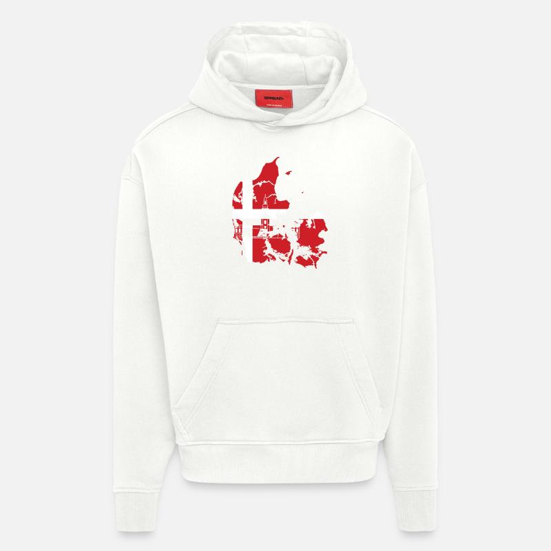 Drapeau du Danemark - Sweat à capuche bio épais oversize fabriqué en UE - OFF WHITE