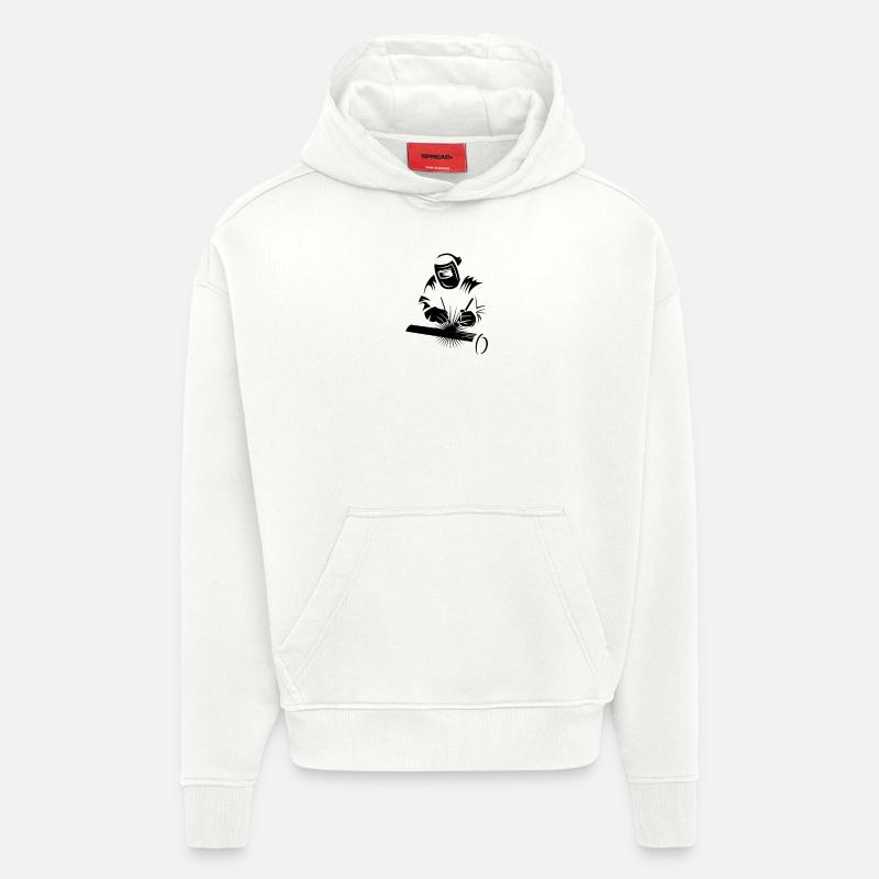 Soudage design soudeur - Sweat à capuche bio épais oversize fabriqué en UE - OFF WHITE