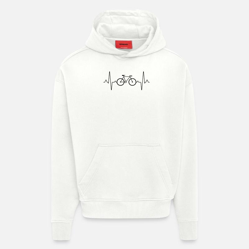 Vélo VTT Heartbeat - Sweat à capuche bio épais oversize fabriqué en UE - OFF WHITE
