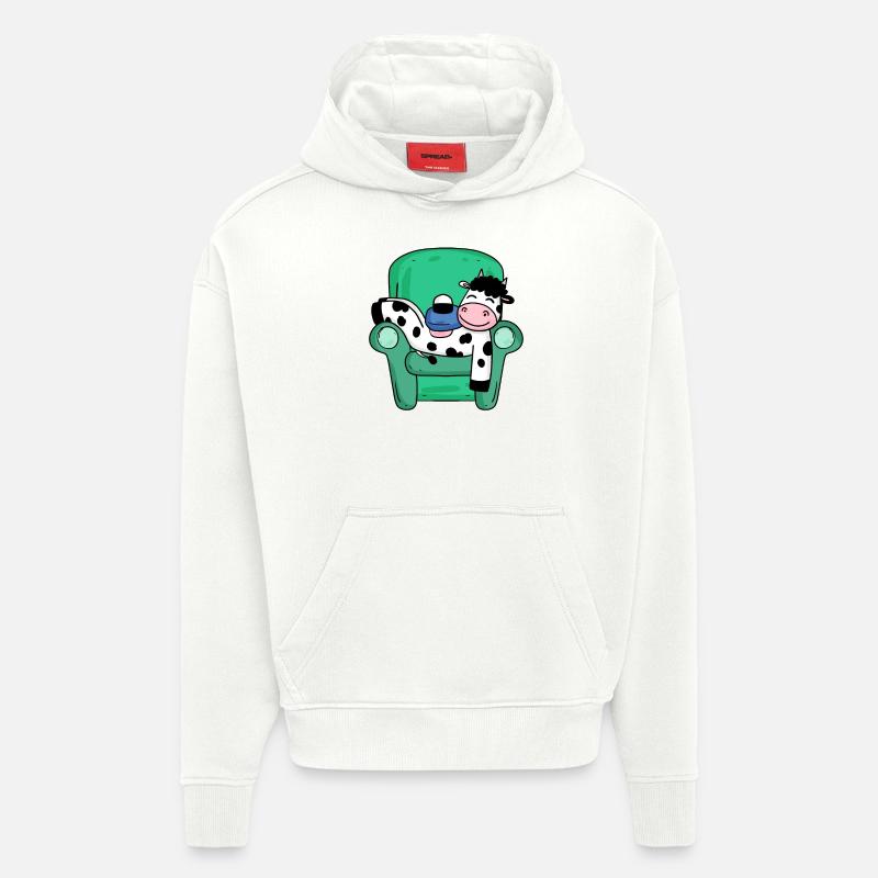 Vache - Sweat à capuche bio épais oversize fabriqué en UE - OFF WHITE