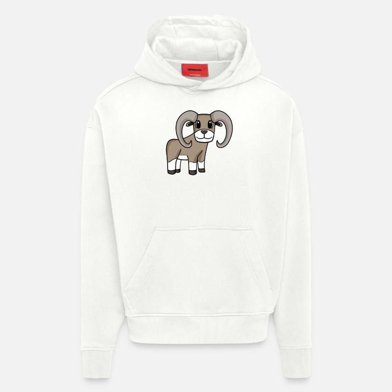 Mouton sauvage Mufflon - Sweat à capuche bio épais oversize fabriqué en UE - OFF WHITE