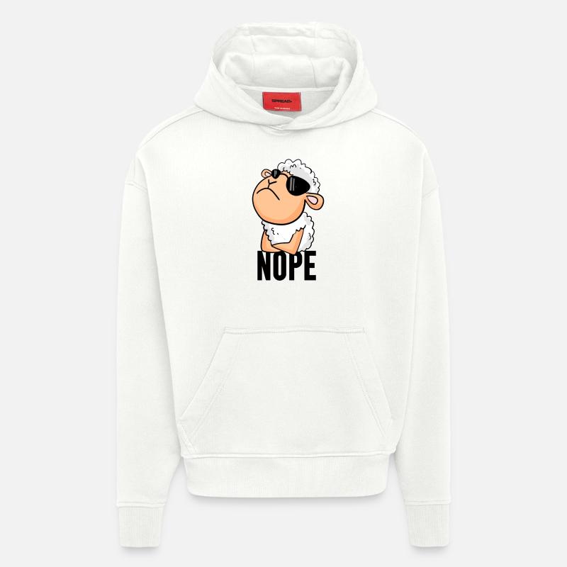 Mouton nope drôle - Sweat à capuche bio épais oversize fabriqué en UE - OFF WHITE