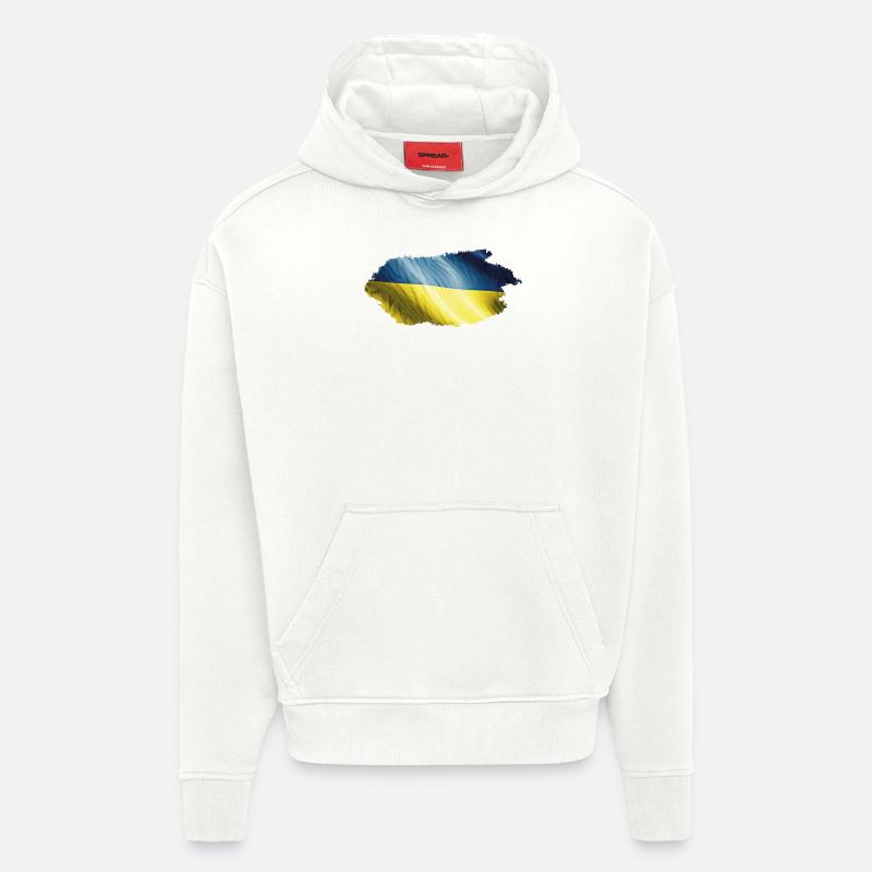 Drapeau de l’Ukraine - Sweat à capuche bio épais oversize fabriqué en UE - OFF WHITE