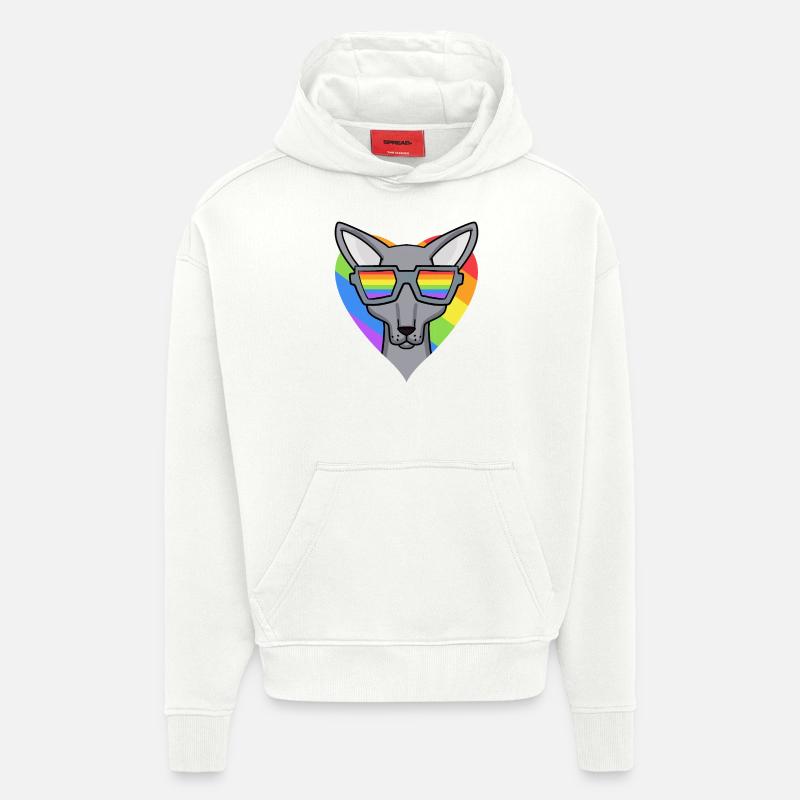 Chat LGBT Sphynx Rainbow - Sweat à capuche bio épais oversize fabriqué en UE - OFF WHITE