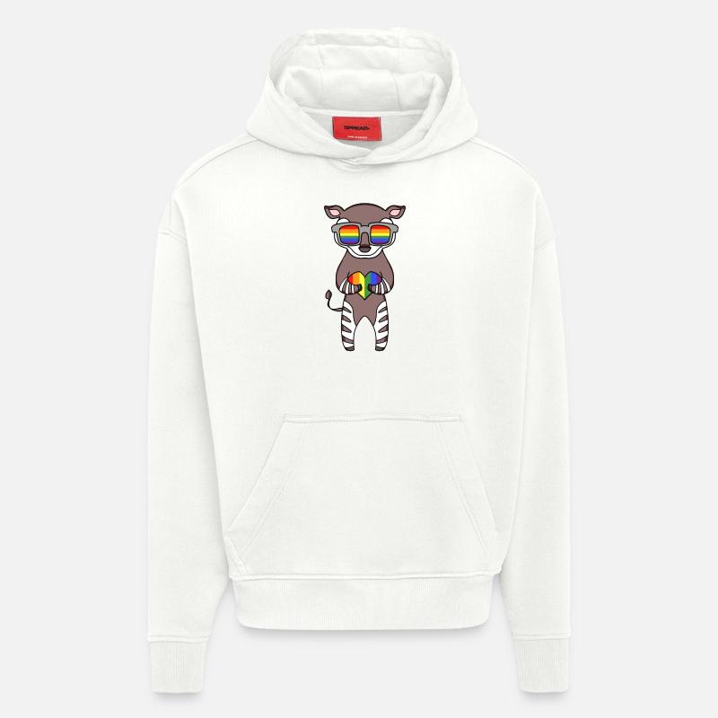 LGBT Tier Okapi Regenbogen - Hoodie- made by SPREAD  - OFF WHITE