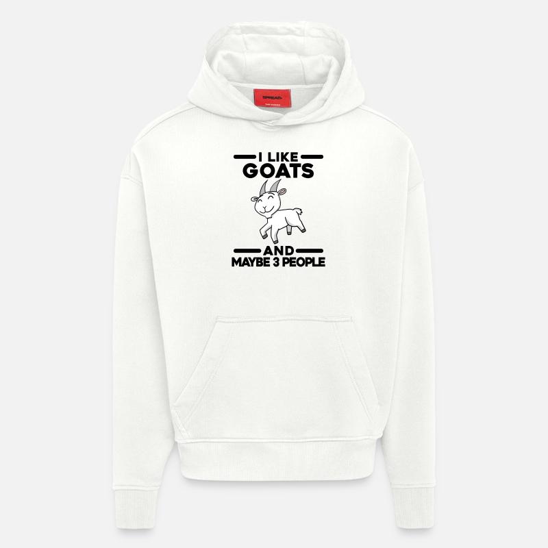 J’aime les chèvres - chèvre - Sweat à capuche bio épais oversize fabriqué en UE - OFF WHITE