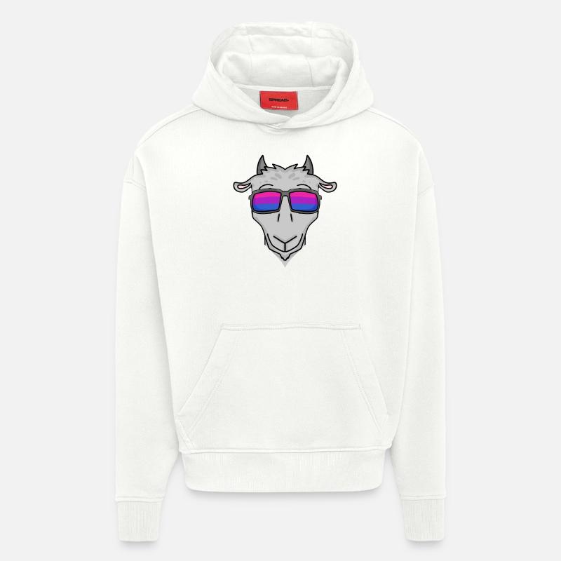 Cadeau de chèvre bisexuelle - Sweat à capuche bio épais oversize fabriqué en UE - OFF WHITE