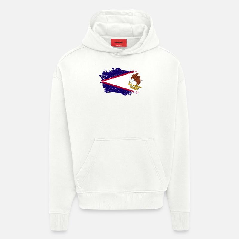 Drapeau des Samoa américaines - Sweat à capuche bio épais oversize fabriqué en UE - OFF WHITE