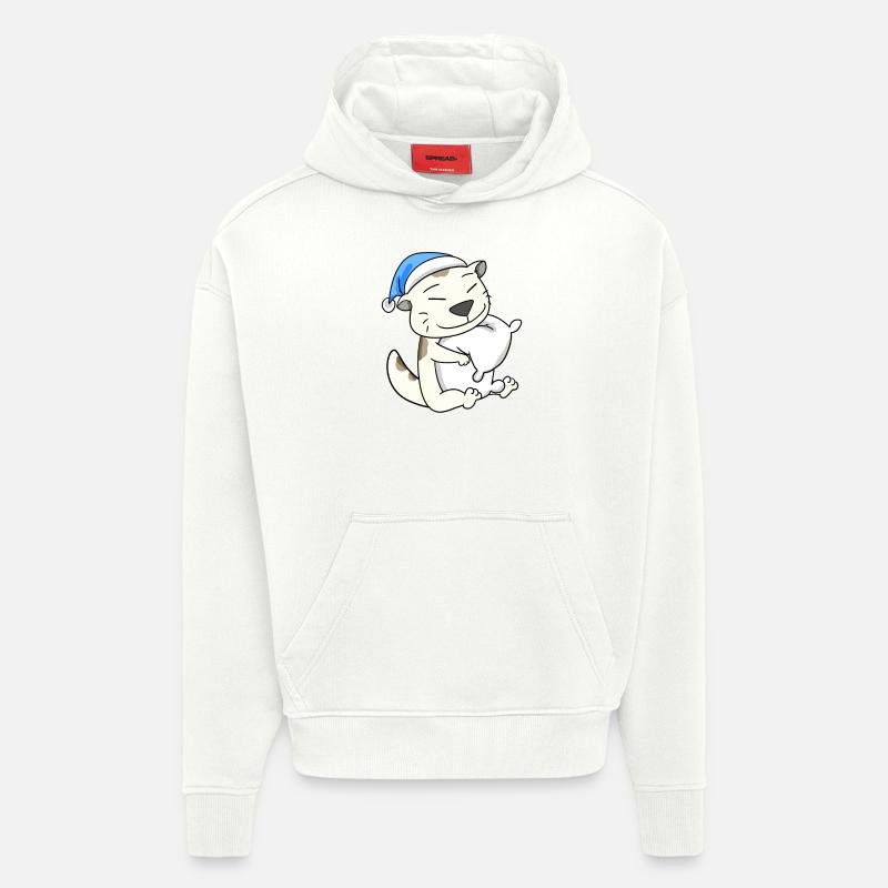 Chat race devon rex - Sweat à capuche bio épais oversize fabriqué en UE - OFF WHITE