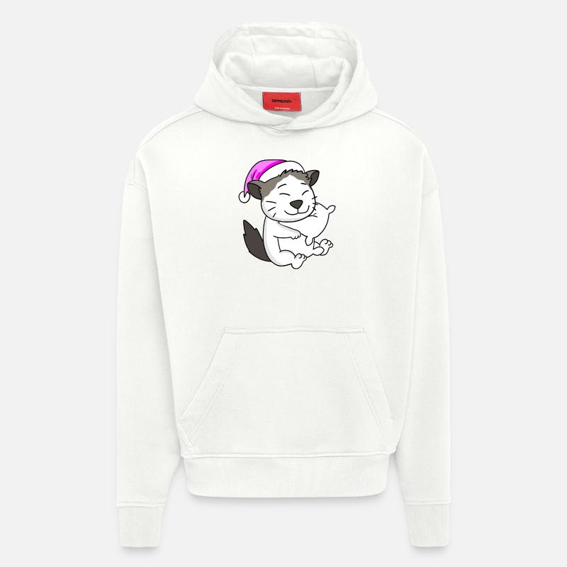 Chat race Ragdoll - Sweat à capuche bio épais oversize fabriqué en UE - OFF WHITE