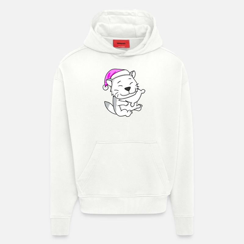 Chat race Burmilla - Sweat à capuche bio épais oversize fabriqué en UE - OFF WHITE