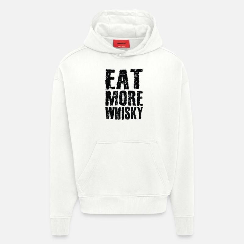 Mangez plus de whisky - Sweat à capuche bio épais oversize fabriqué en UE - OFF WHITE