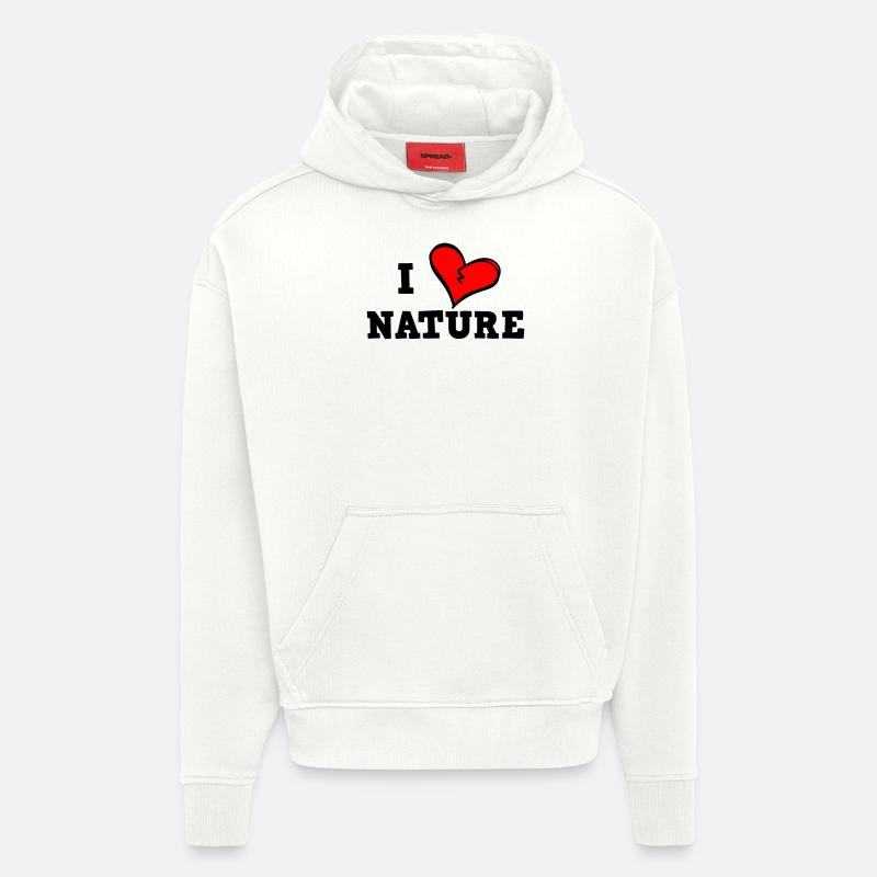 J’aime la nature - Sweat à capuche bio épais oversize fabriqué en UE - OFF WHITE