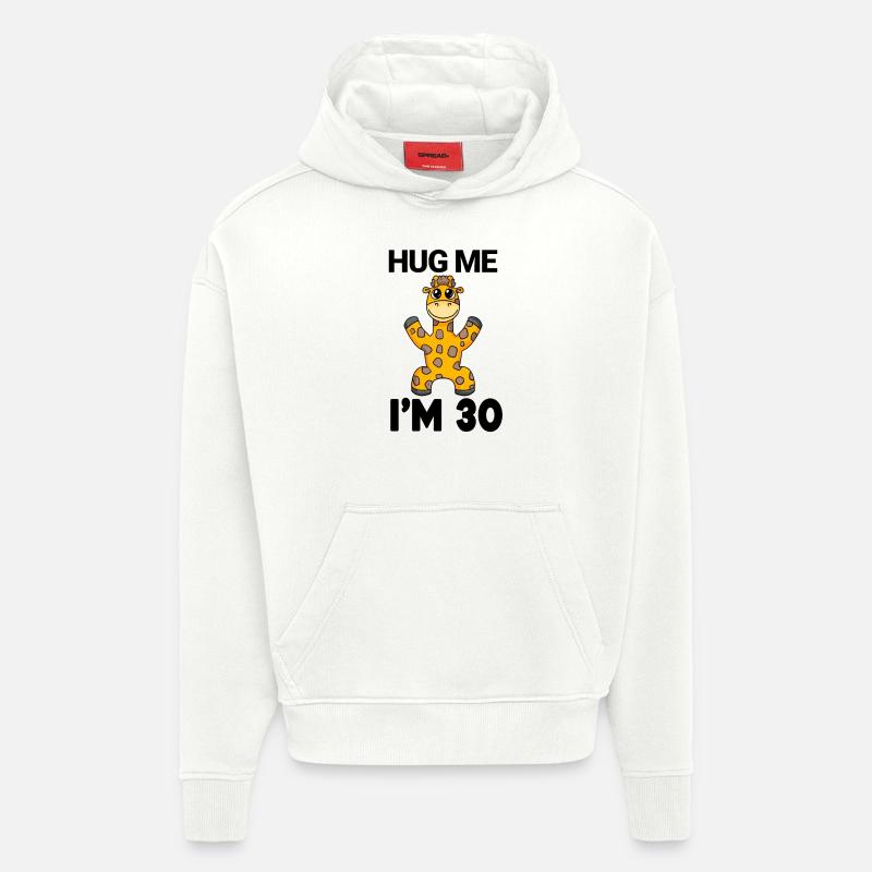 30 ans - 30 ans - câlin - Sweat à capuche bio épais oversize fabriqué en UE - OFF WHITE