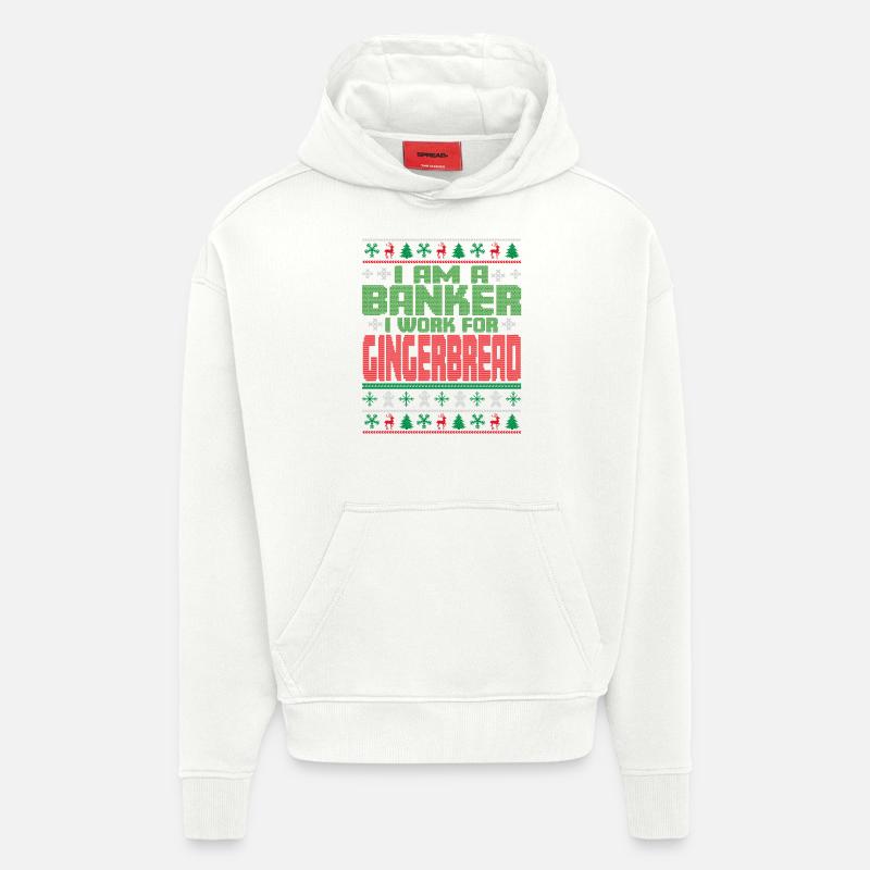 Citation de Noël du banquier - Sweat à capuche bio épais oversize fabriqué en UE - OFF WHITE