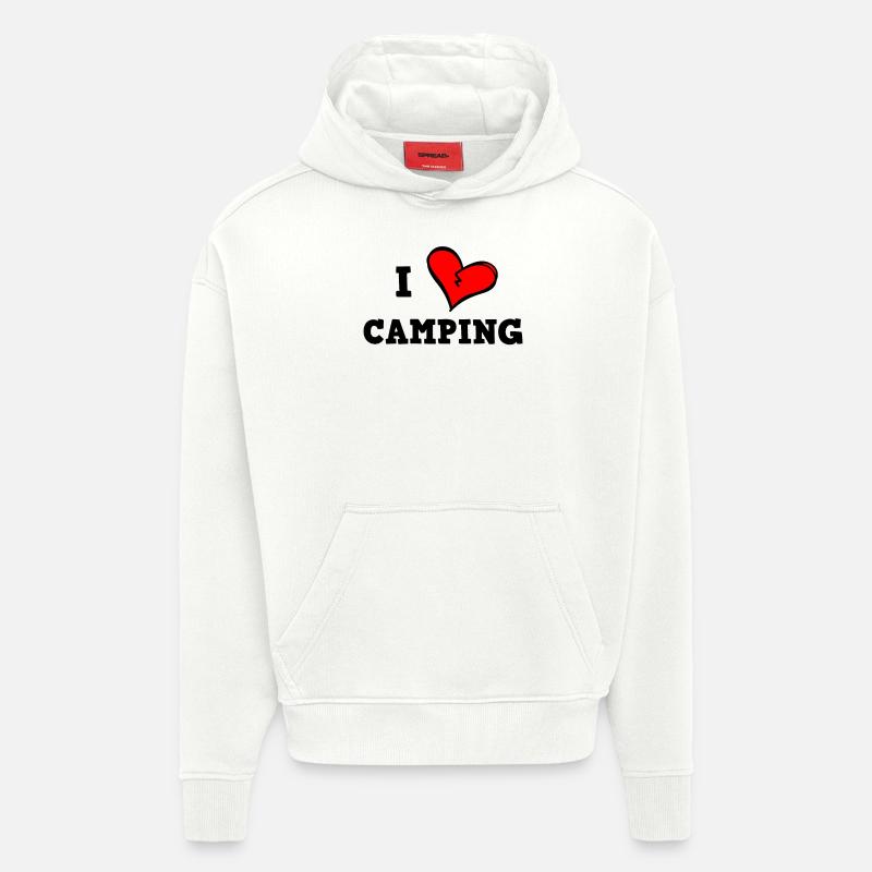 J’adore le camping - Sweat à capuche bio épais oversize fabriqué en UE - OFF WHITE