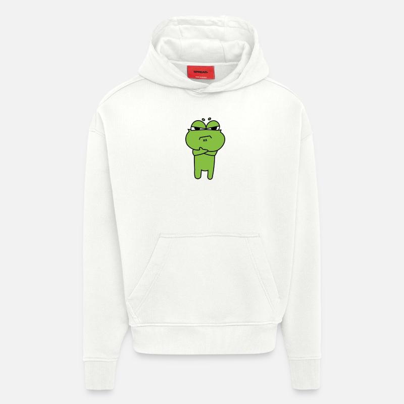 Frog Comic Drawing Funny - Sweat à capuche bio épais oversize fabriqué en UE - OFF WHITE