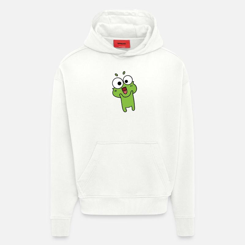 Frog Comic Drawing Funny - Sweat à capuche bio épais oversize fabriqué en UE - OFF WHITE