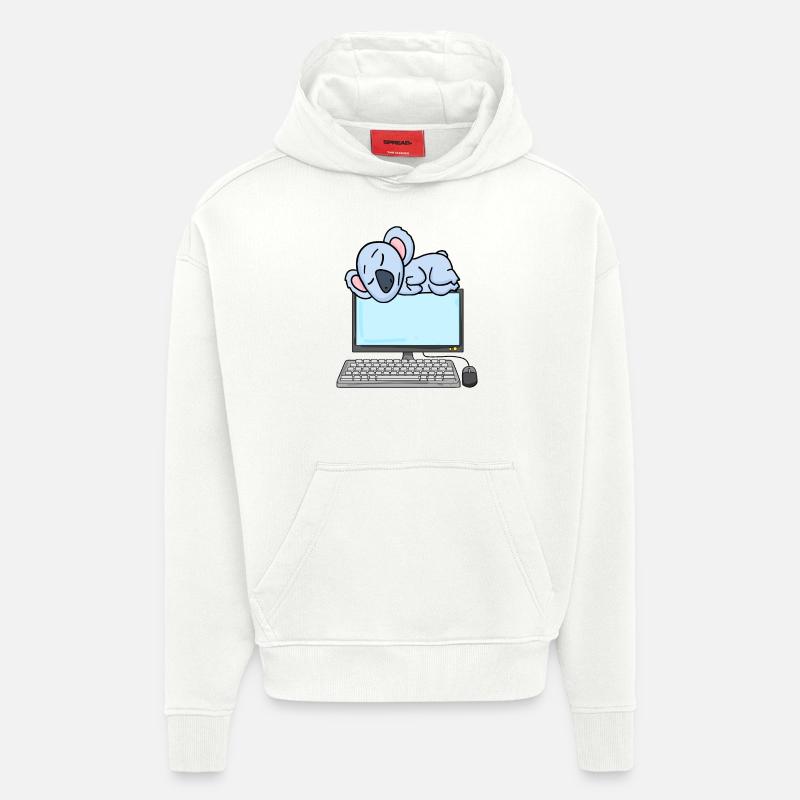 Koala Computer Nerd Programmeur Cadeau - Sweat à capuche bio épais oversize fabriqué en UE - OFF WHITE