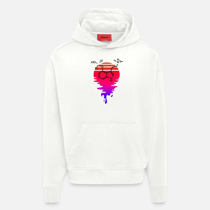 Psilocybin Molecule with Retro Sunset - Hoodie- made by SPREAD  - OFF WHITE
