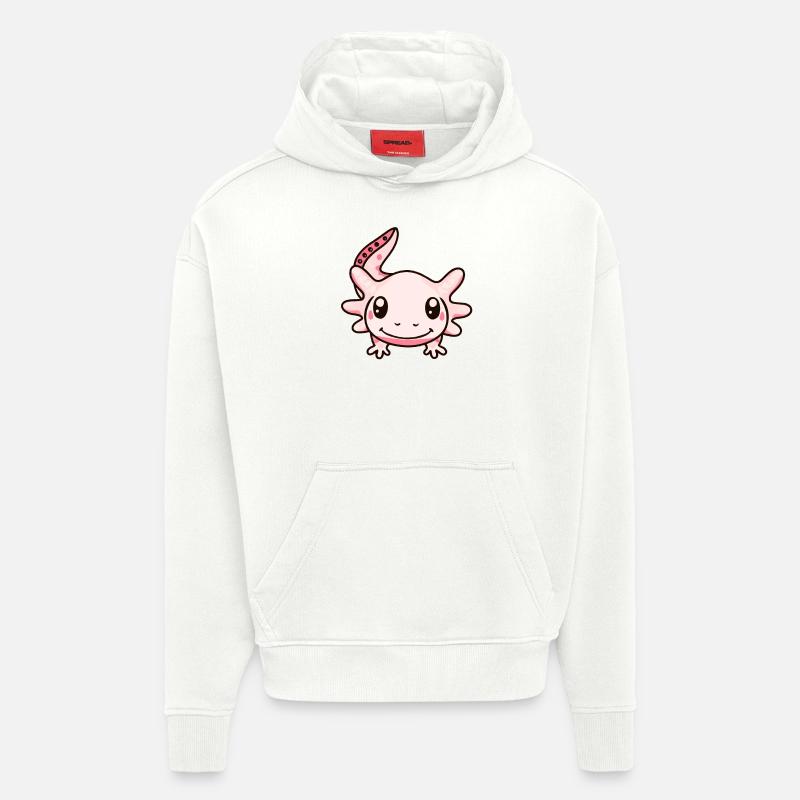 Sweet Axolotl Kawaii Design - Sweat à capuche bio épais oversize fabriqué en UE - OFF WHITE