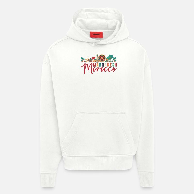 Marakech Maroc Souvenir - Sweat à capuche bio épais oversize fabriqué en UE - OFF WHITE