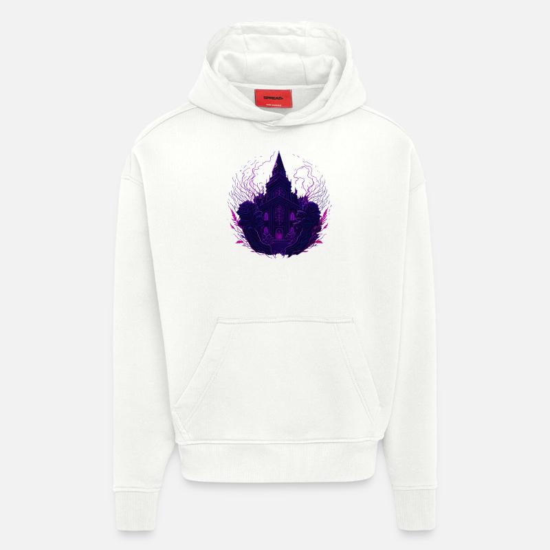 Nuits mystiques au néon pourpre - Sweat à capuche bio épais oversize fabriqué en UE - OFF WHITE