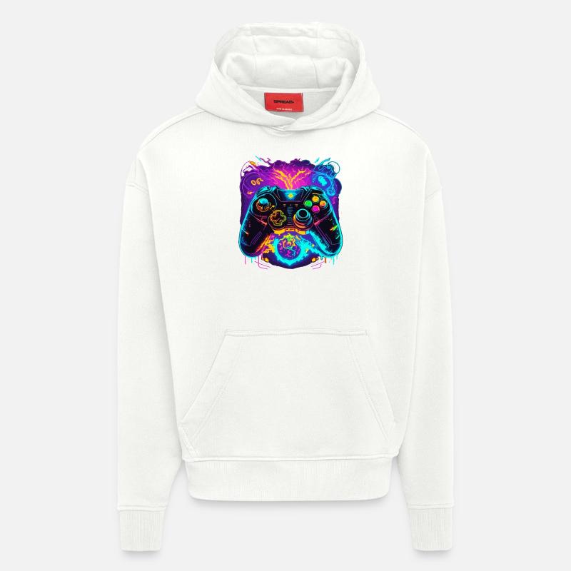 Power Graffiti Gaming Controller - Sweat à capuche bio épais oversize fabriqué en UE - OFF WHITE