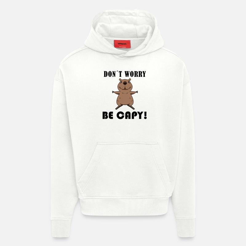 Capybara Capybara Cadeau - Sweat à capuche bio épais oversize fabriqué en UE - OFF WHITE
