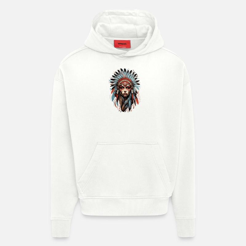 Amérindiens - Sweat à capuche bio épais oversize fabriqué en UE - OFF WHITE