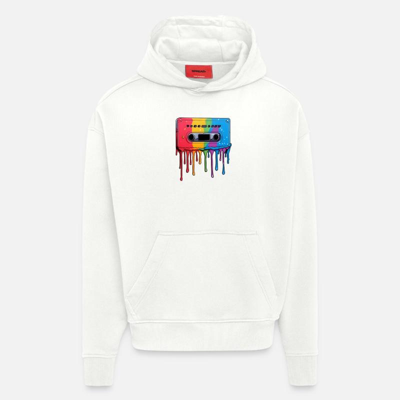 Gouttes de cassette - Sweat à capuche bio épais oversize fabriqué en UE - OFF WHITE