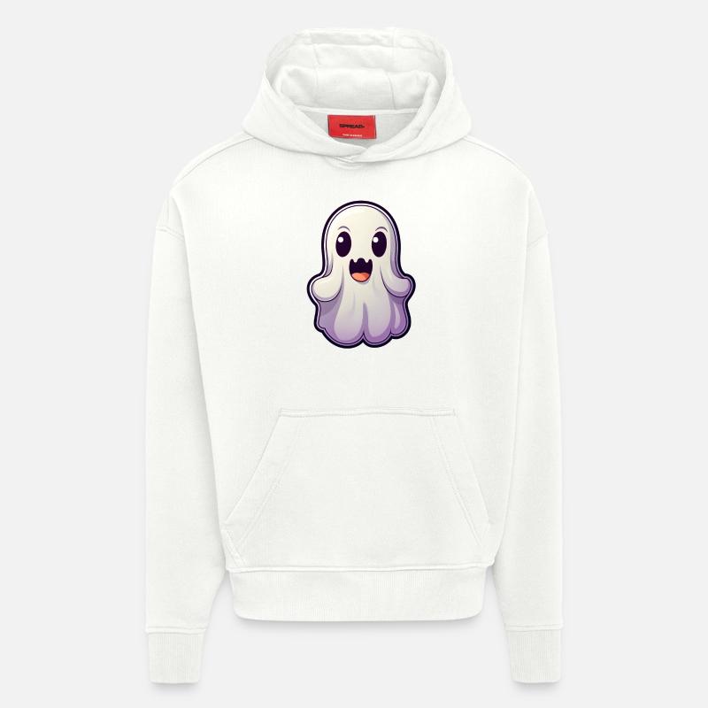 Fantôme de Kawaii - Sweat à capuche bio épais oversize fabriqué en UE - OFF WHITE