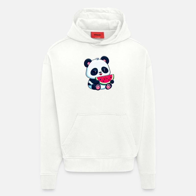 Cute panda eats watermelon - Hoodie- made by SPREAD  - OFF WHITE