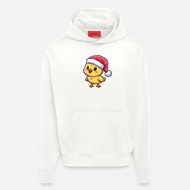 festive moelleux : poussin mignon avec - Sweat à capuche bio épais oversize fabriqué en UE - OFF WHITE