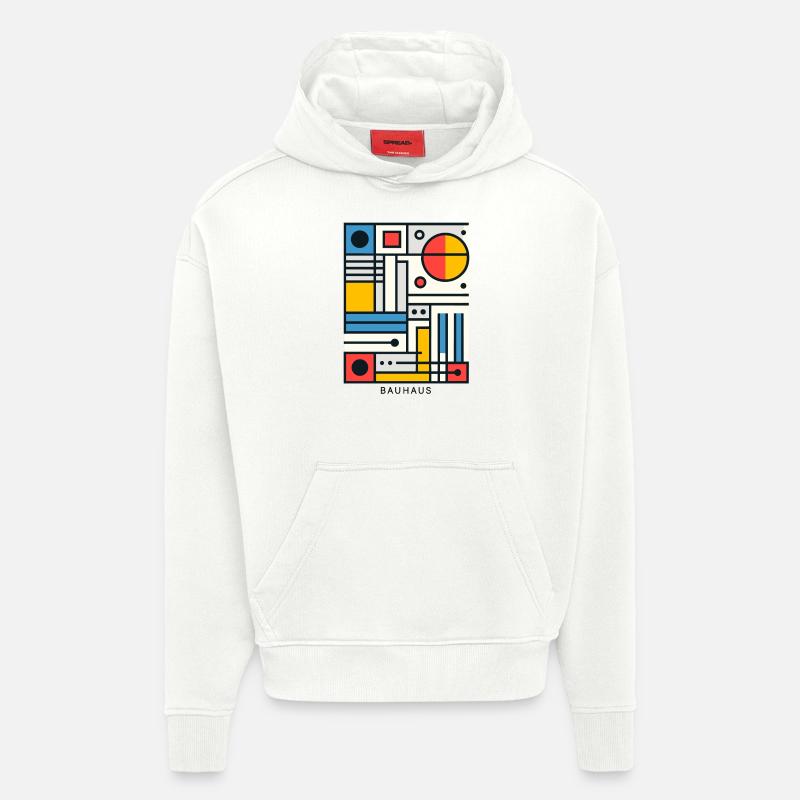 Bauhaus Architecture Esthétique géométrique - Sweat à capuche bio épais oversize fabriqué en UE - OFF WHITE