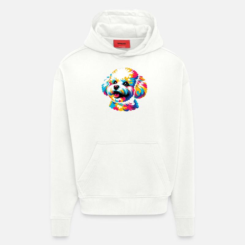 Bichon Frise chien Pop Art - Sweat à capuche bio épais oversize fabriqué en UE - OFF WHITE