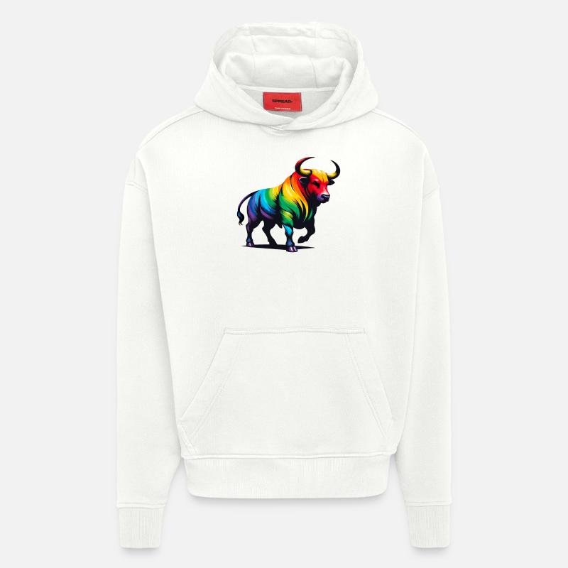 Stier Sternzeichen Sternzeichen Lebendiges Regenbogen-Design - Hoodie- made by SPREAD  - OFF WHITE