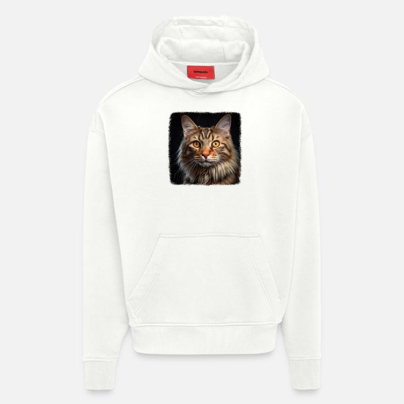 Chat Chats American Bobtail - Sweat à capuche bio épais oversize fabriqué en UE - OFF WHITE