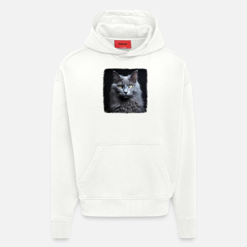 Chaton Nebelung Chat Nebelung - Sweat à capuche bio épais oversize fabriqué en UE - OFF WHITE