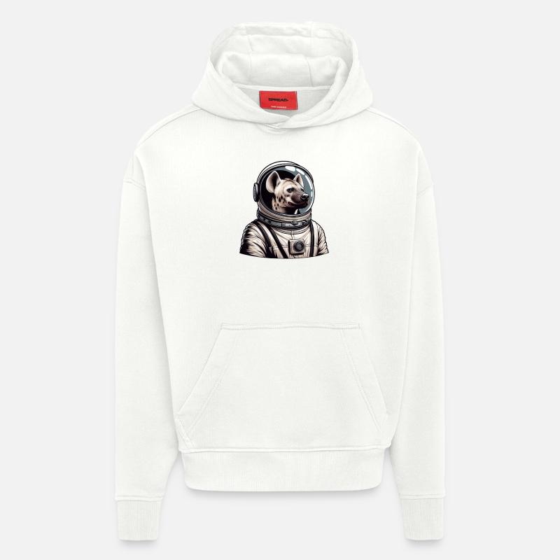 Hyène astronaute Space Pride - Sweat à capuche bio épais oversize fabriqué en UE - OFF WHITE