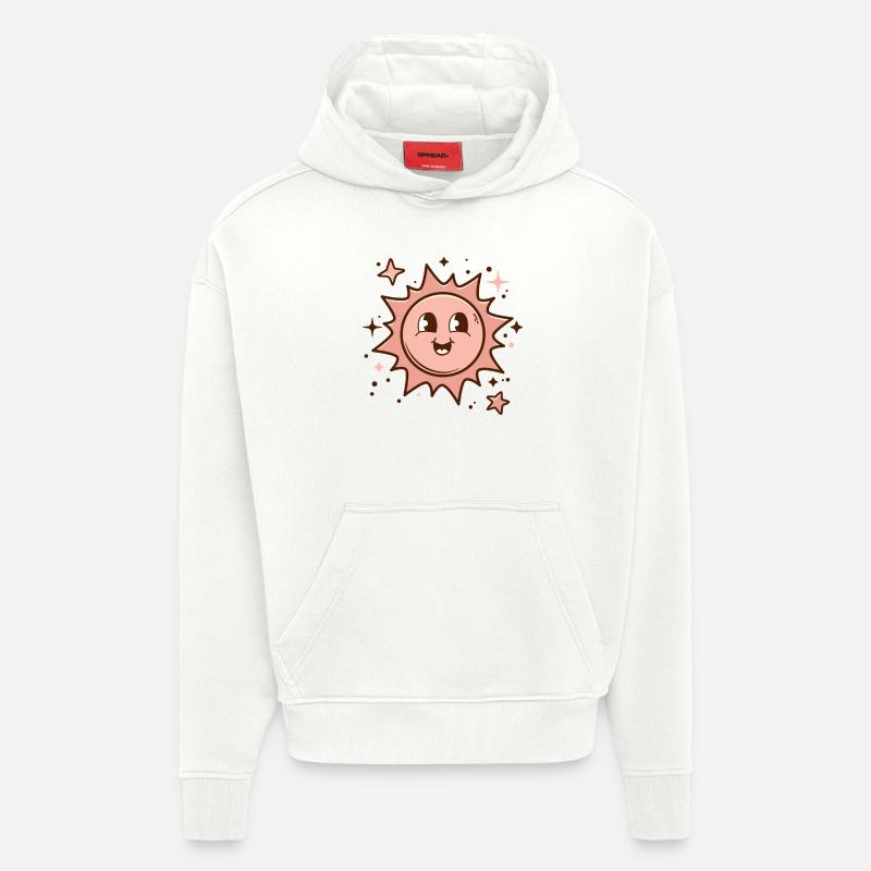 Rose soleil heureux - Sweat à capuche bio épais oversize fabriqué en UE - OFF WHITE