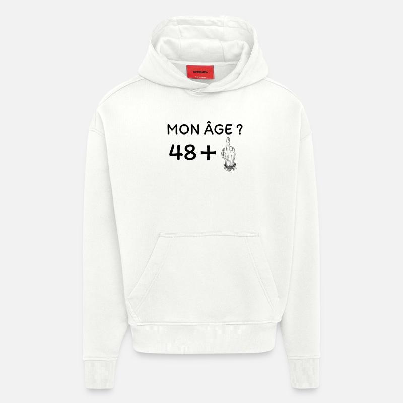 mon âge 49 - Sweat à capuche bio épais oversize fabriqué en UE - OFF WHITE