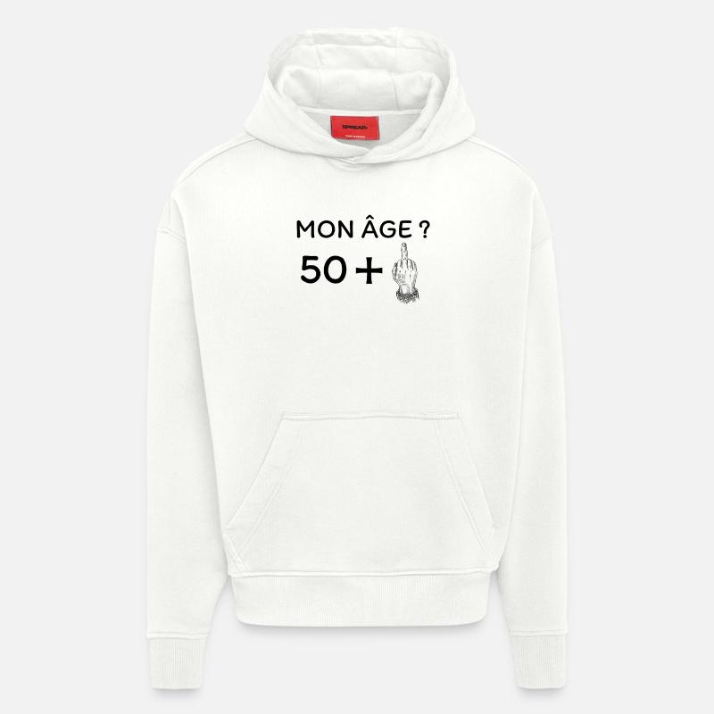 mon âge 51 - Sweat à capuche bio épais oversize fabriqué en UE - OFF WHITE