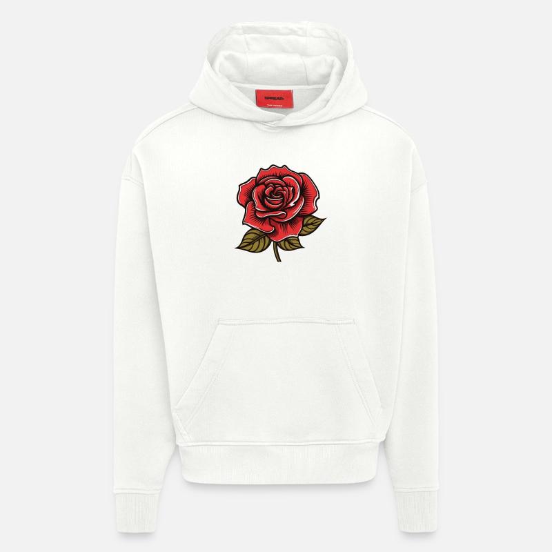 Amour de la rose - Sweat à capuche bio épais oversize fabriqué en UE - OFF WHITE