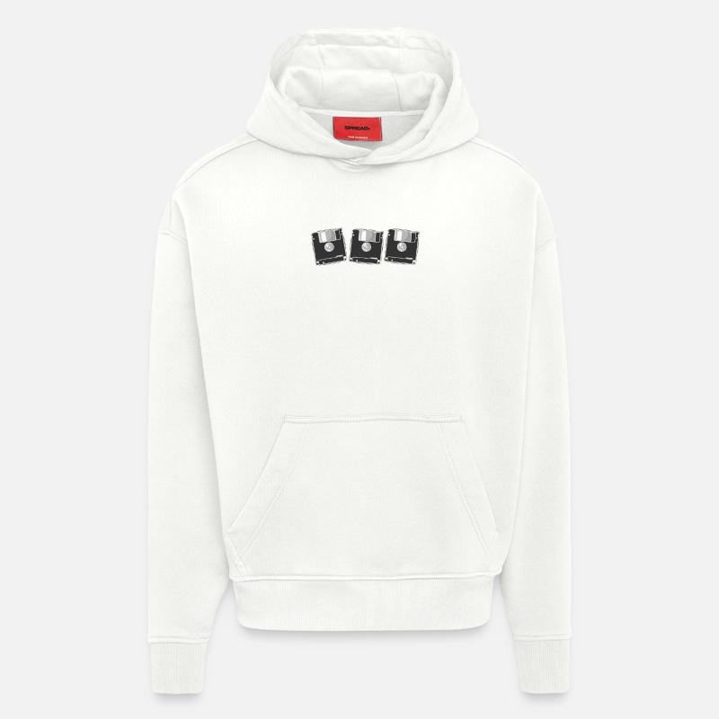 Modules de mémoire rétro Disquettes - Sweat à capuche bio épais oversize fabriqué en UE - OFF WHITE