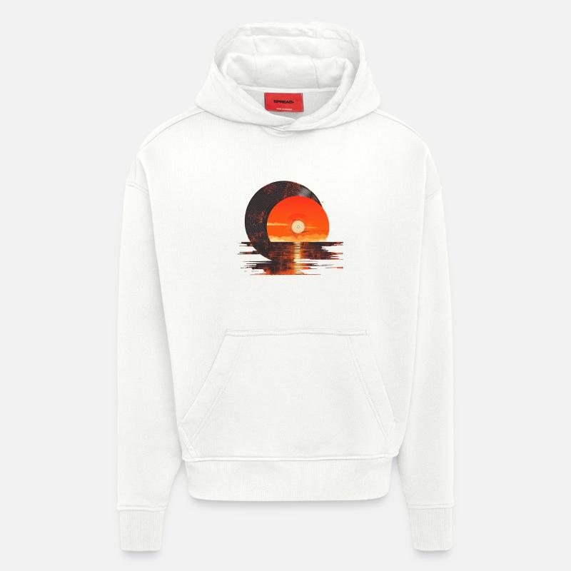 Vinyle Coucher de soleil Réflexion - Sweat à capuche bio épais oversize fabriqué en UE - OFF WHITE